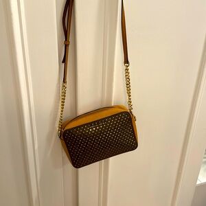Michael Kors Brown and Gold Crossbody Bag